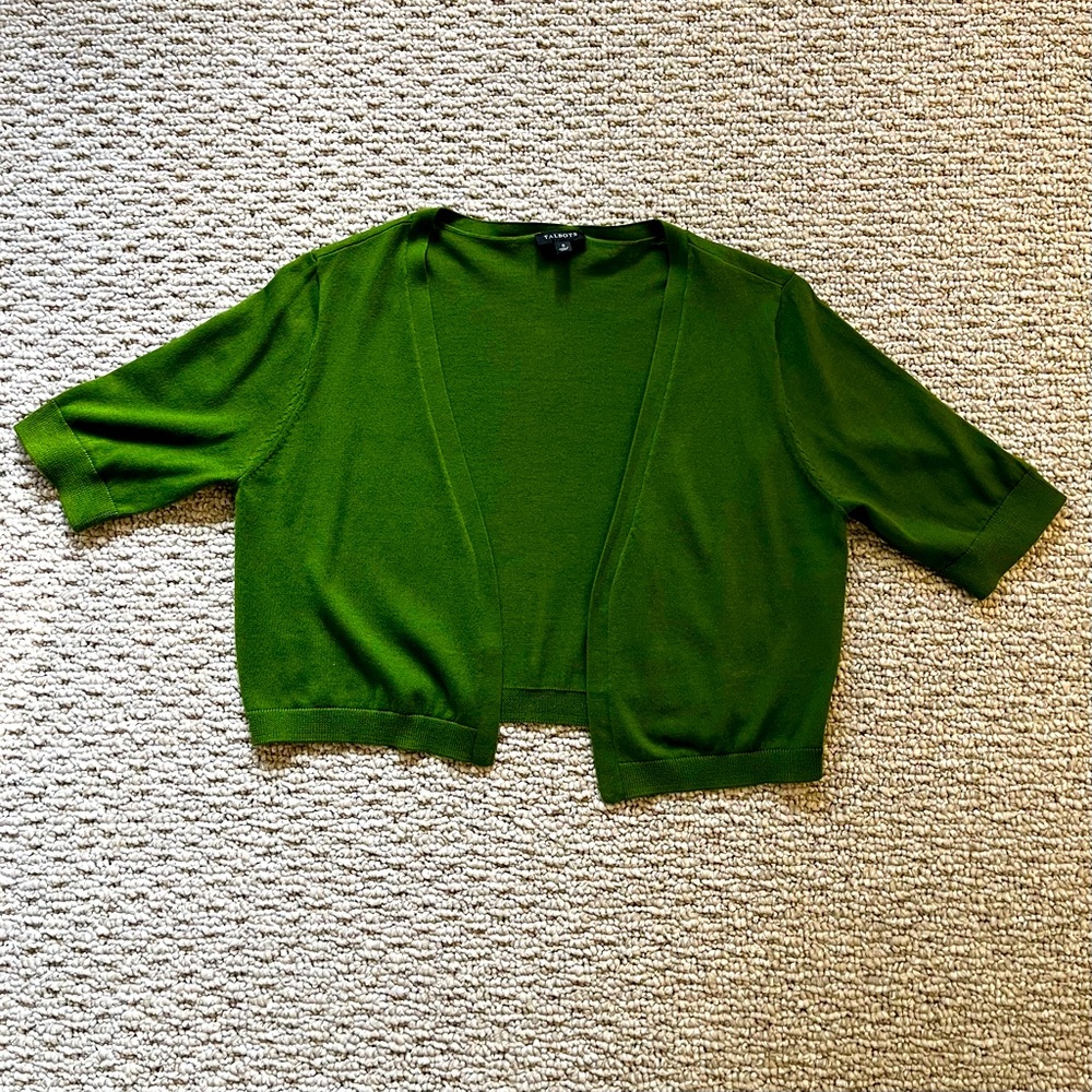 Talbots green shrug sweater, size Small